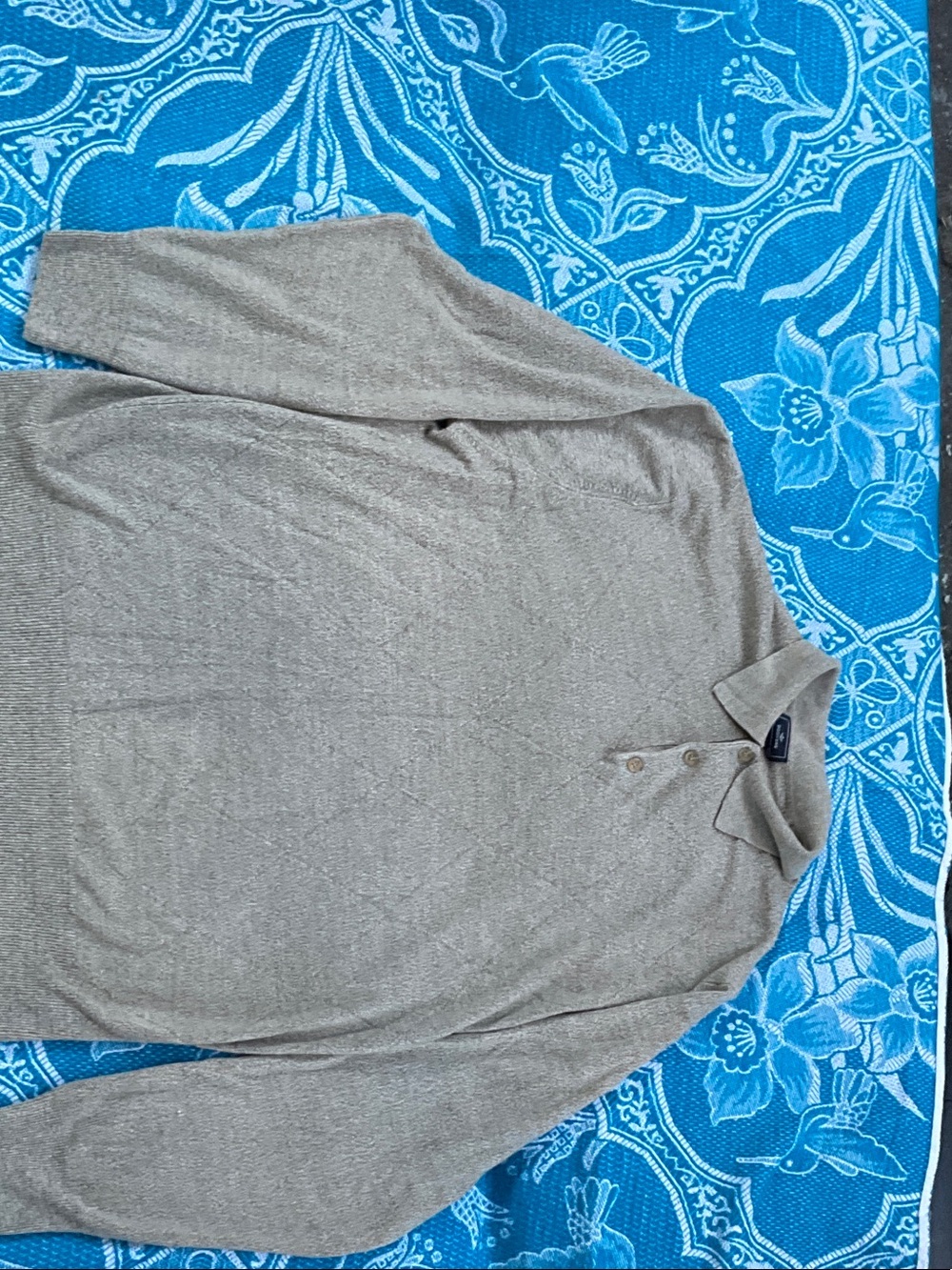 Dockers | Men's Oatmeal Beige Long Sleeve Knit Polo Sweater Size 3XLT Big & Tall
